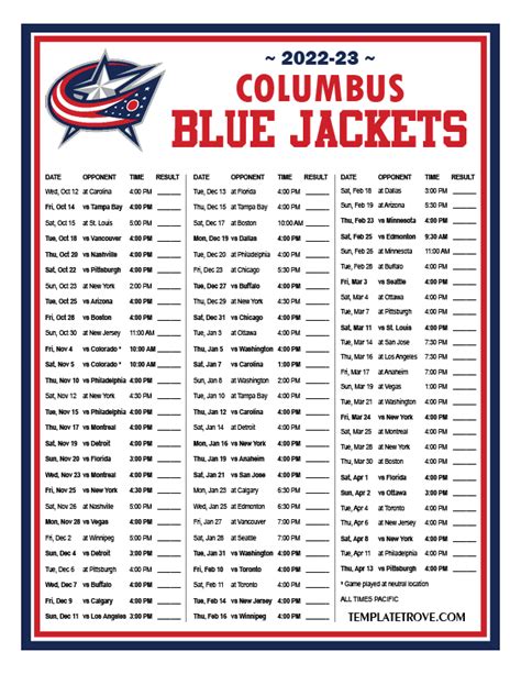 columbus blue jackets preseason schedule