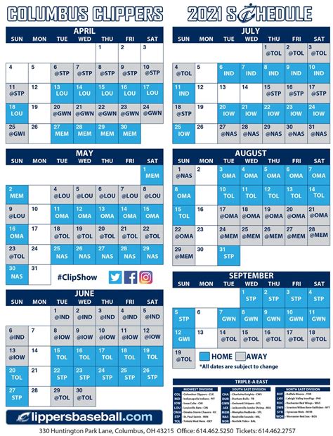 columbus clippers 2022 schedule