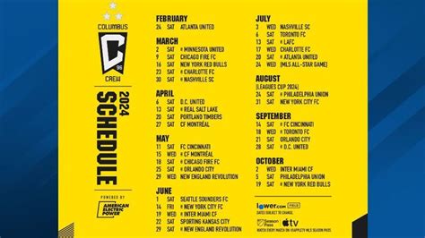 columbus crew home game schedule