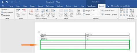 Column And Row In Word