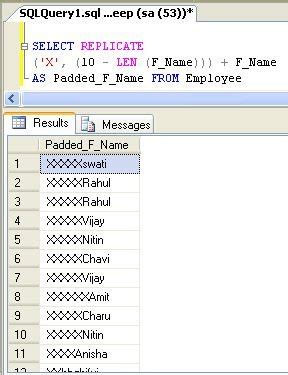 Column Padding Sql