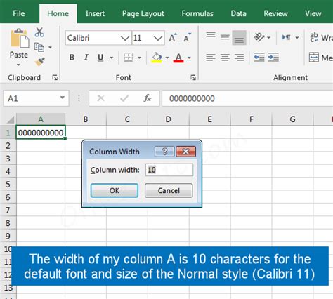 column width units excel