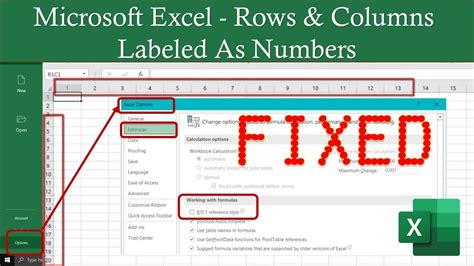 Columns And Rows Are Labeled Numerically In Excel