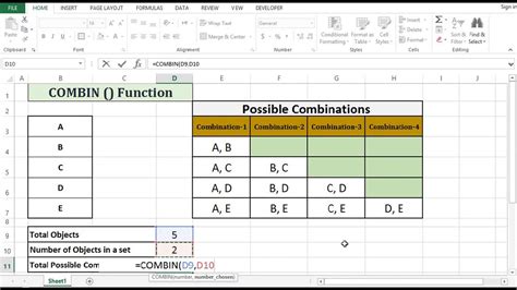 Combination Formula For Excel