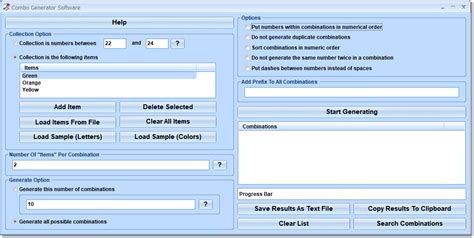 Combination Generator Software