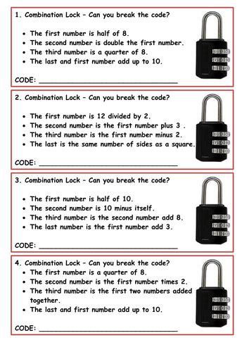 Combination Lock Math Problems