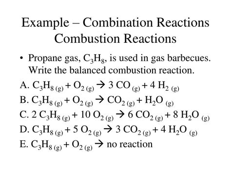 Combination Reaction Formula Example