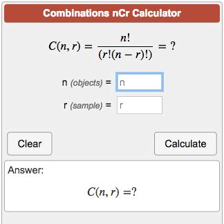 Combinations And Probability Calculator
