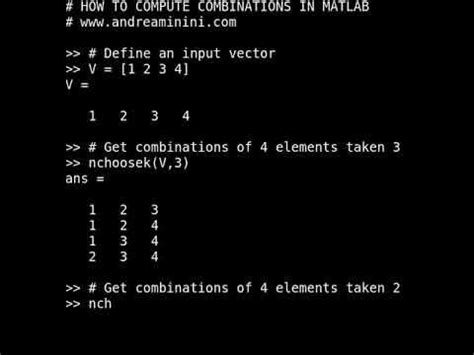 Combinations Matlab