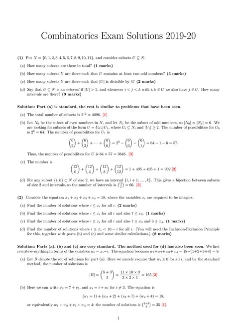 Combinatorics Exam