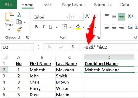 Combine Names Excel Formula