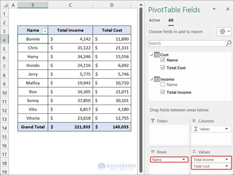 Combine Pivot Table Fields
