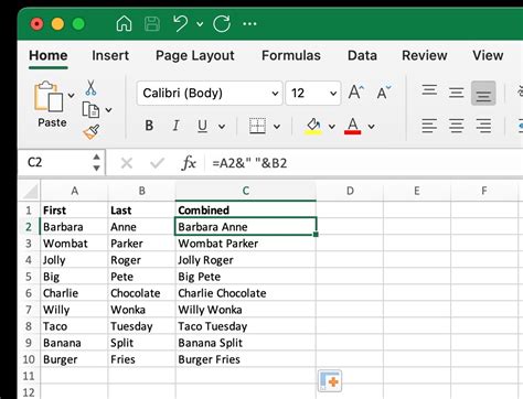 Combine Columns in Excel