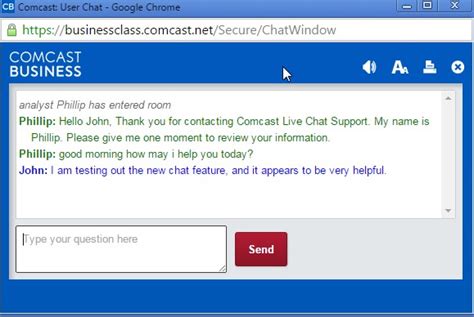 comcast business support chat