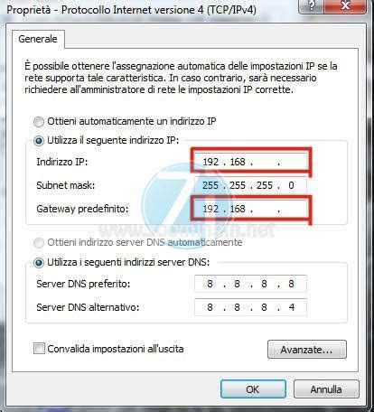 come collegarsi ad un ip statico