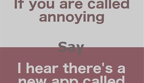 What to say when someone says you're annoying | I should have said