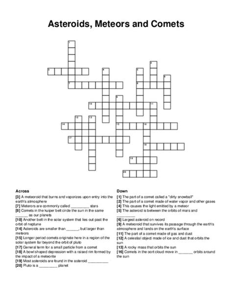 Comet Centers Crossword