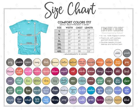 comfort color tees sizing