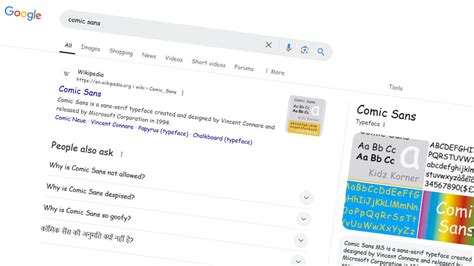 comic sans google easter egg