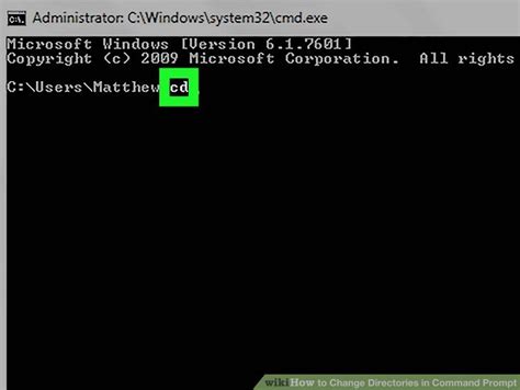 command prompt unable to change directory