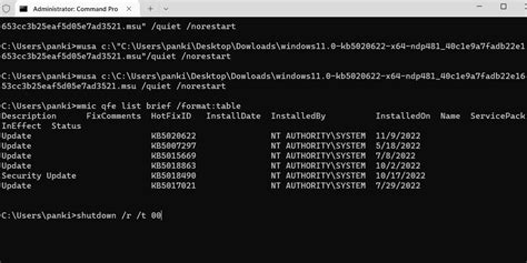 command to check windows update version