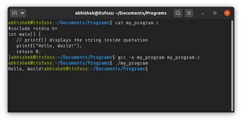 command to execute c program in linux