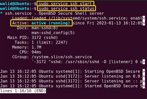 command to start ssh service in linux