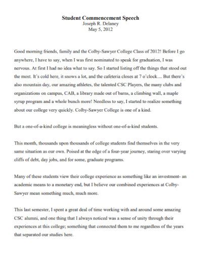 commencement meaning in english with example
