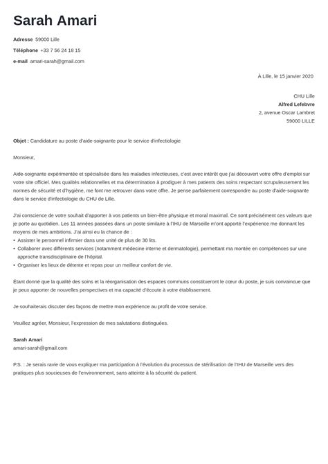 Lettre de motivation pour un poste d'aide soignant(e) Capital.fr