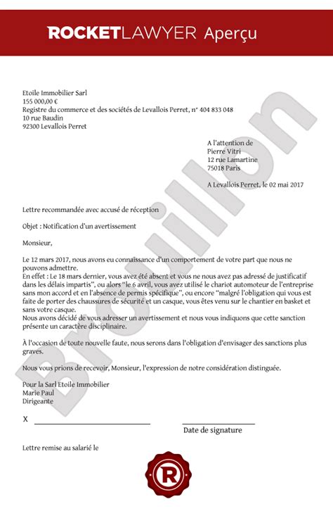 Modele Lettre Convocation Entretien Préalable Sanction Disciplinaire