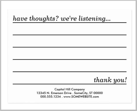 Comment Card Restaurant Template