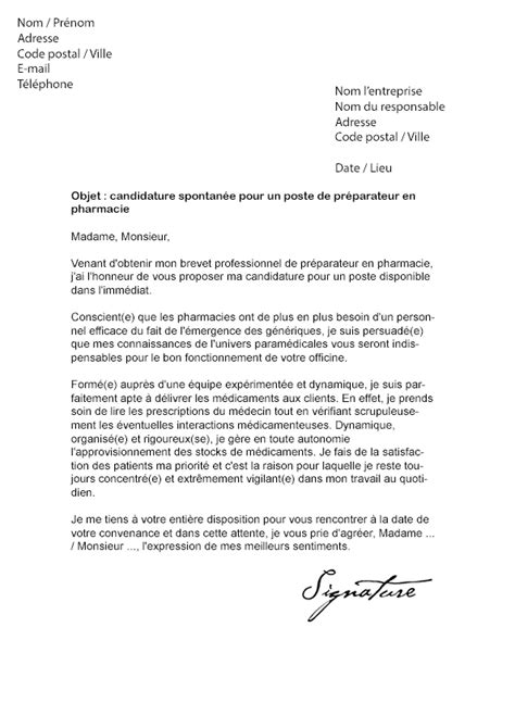 Lettre De Motivation Pour Bp Preparateur En Pharmacie Lettre Modele