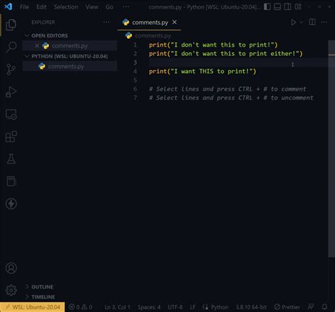 comment multiple python lines vscode