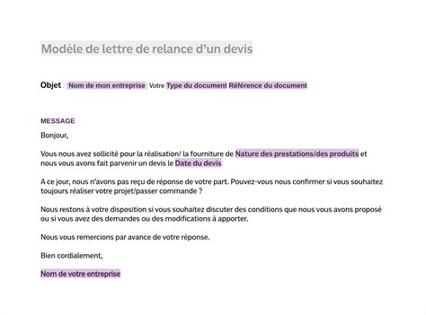lettre reponse devis Modele de lettre type