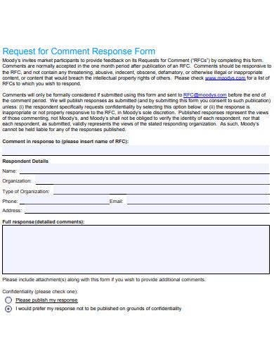 comment tracking and response form template