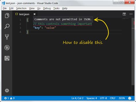 comments are not permitted in json vscode