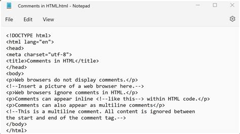 comments in html code