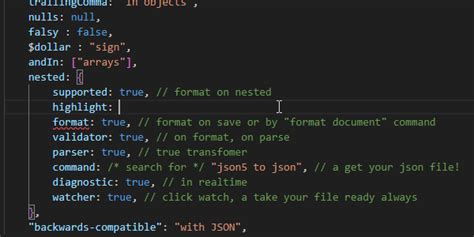 comments in json5