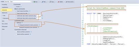 comments in sql scripts