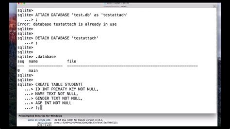 comments in sqlite