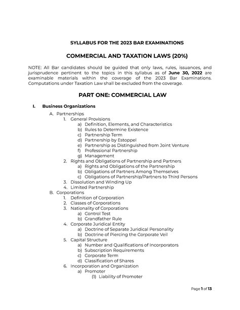 commercial law 1 syllabus