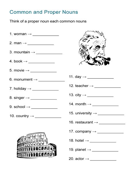 common and proper nouns worksheets grade 8