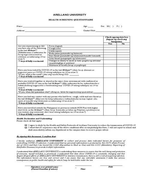Common Cold Questionnaire Pdf