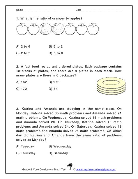 Common Core Math Grade 6 Worksheets
