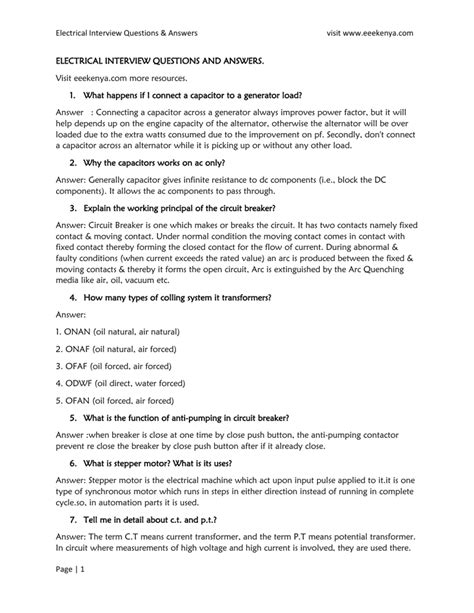 Common Electrical Interview Questions And Answers  A Comprehensive Guide