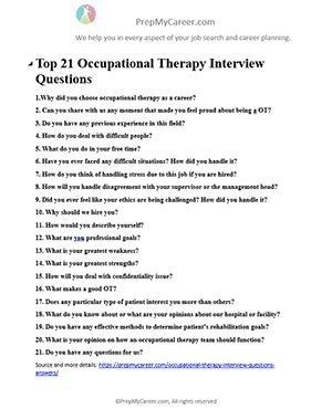 Common Interview Questions Occupational Therapy