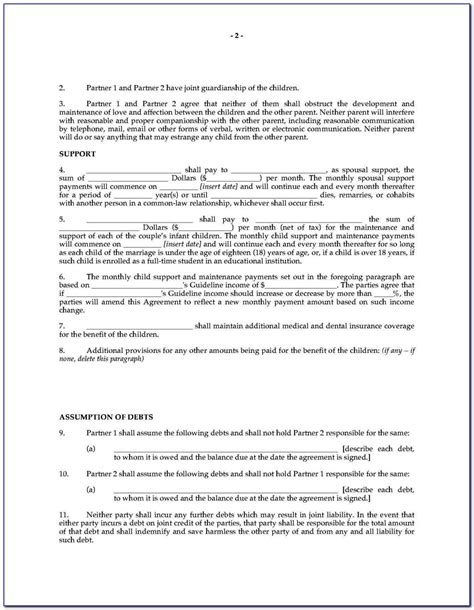 common law separation agreement template bc