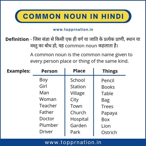 common noun meaning in hindi