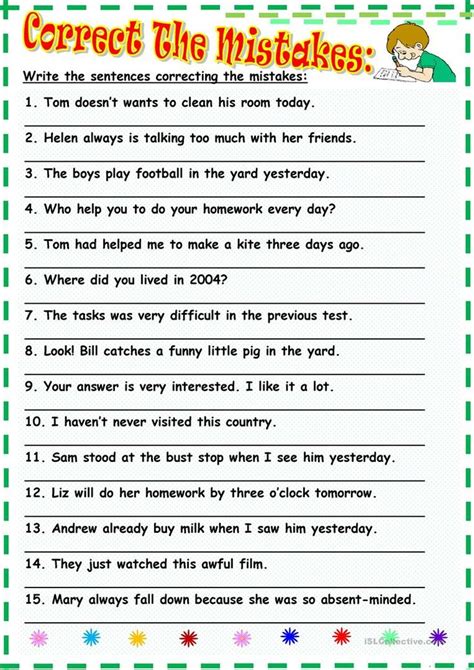 common sentence errors exercises pdf with answers