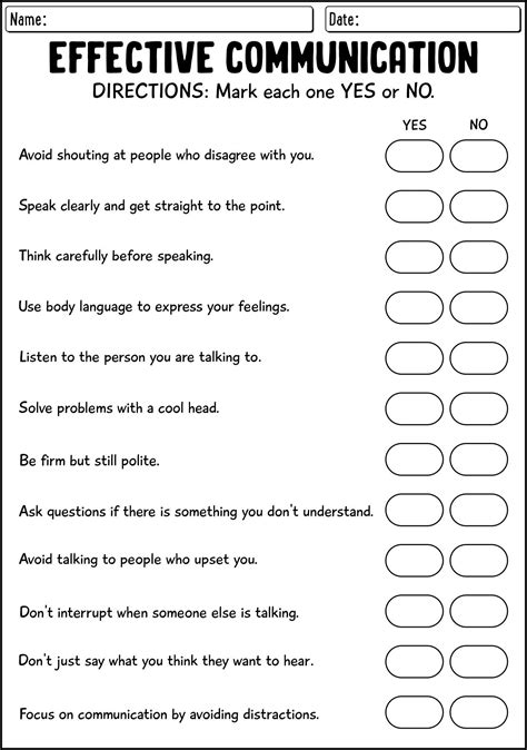 5 Communication Worksheets
